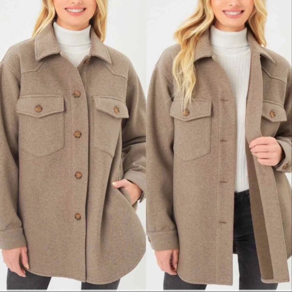 SOFT CASHMERE LIKE SHACKET - FAWN - Picture 5 of 13